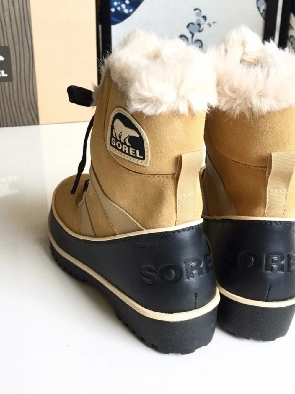 Sorel Women's Tan Waterproof Winter Boots with Faux-Fur Collar